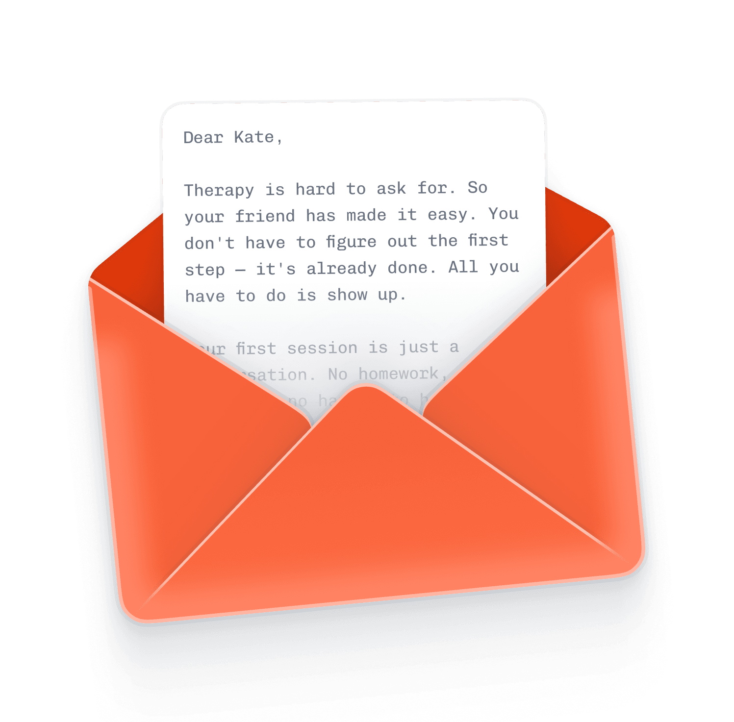 An open envelope with a handwritten letter